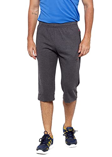 Image of berge' Men's Knit Three Fourth with Secure Zipper Pockets, Casual Wear 3 /4, Long Capris for Men, Three Quarter Pants for Men, Regalur Fit, Sportswear & Gym Three Fourths for Men