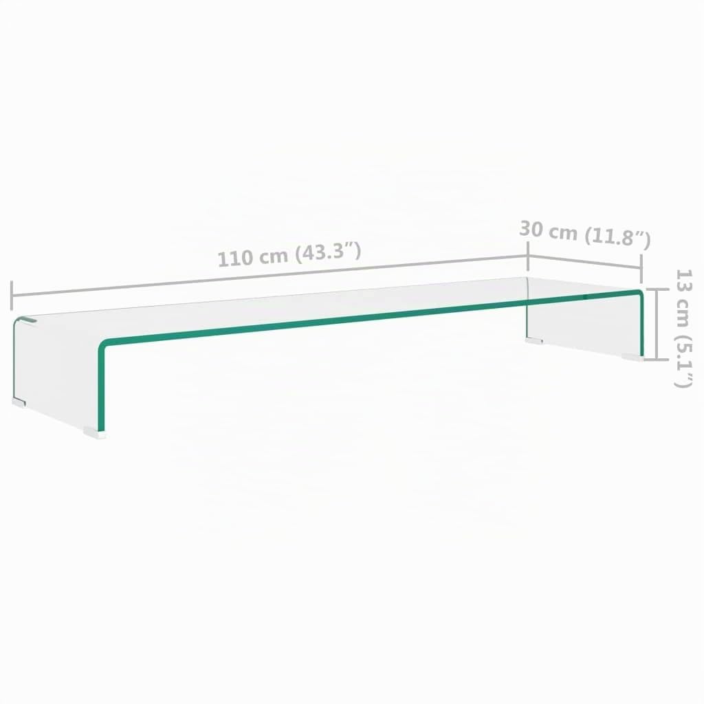 vidaXL Mobile/Rialzo Porta TV in Vetro Trasparente 110x30x13 cm