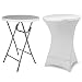 Produktbild Partytisch Stehtisch 100 cm klappbar mit Husse weiß Stretch waschbar Bistrotisch Bartisch 80x80 cm rund Klapptisch Stoffbezug