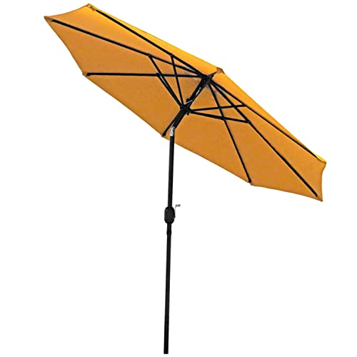 Sunnydaze 9 Foot Outdoor Patio Umbrella - Push-Button Tilt & Crank Patio Table Umbrella - Aluminum Pole & Polyester Shade Canopy - Gold #TOP7