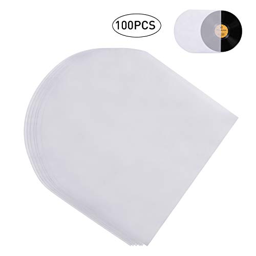 100 Pieces LP Vinyl Record Inner Sleeves, 12 Inch Semi-Transparent Inner Plastic Record