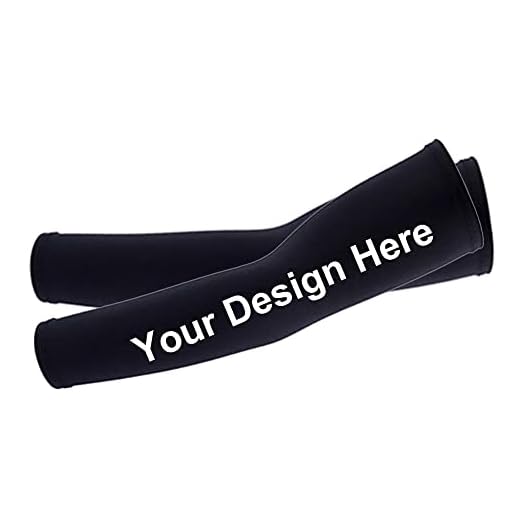 TOPTIE Custom 1 Pair Arm Sleeves for Men Women, Personalized Arm Compression Sleeve for Football, Basketball & Volleyball-1 Pair Black