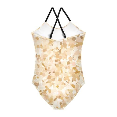 KLL Beige Sparkling Glitter Toddler Girls 1 Piece Swimsuits Beach Swimming Suits Adjustable Strap Quick Dry2