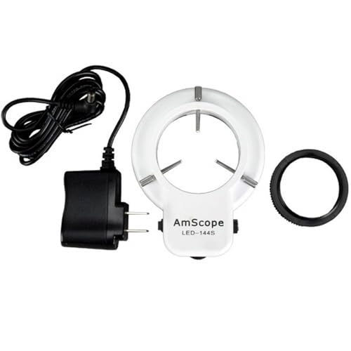 Image of AmScope LED-144S 144 LED Adjustable Microscope Compact Ring Light + Adapter