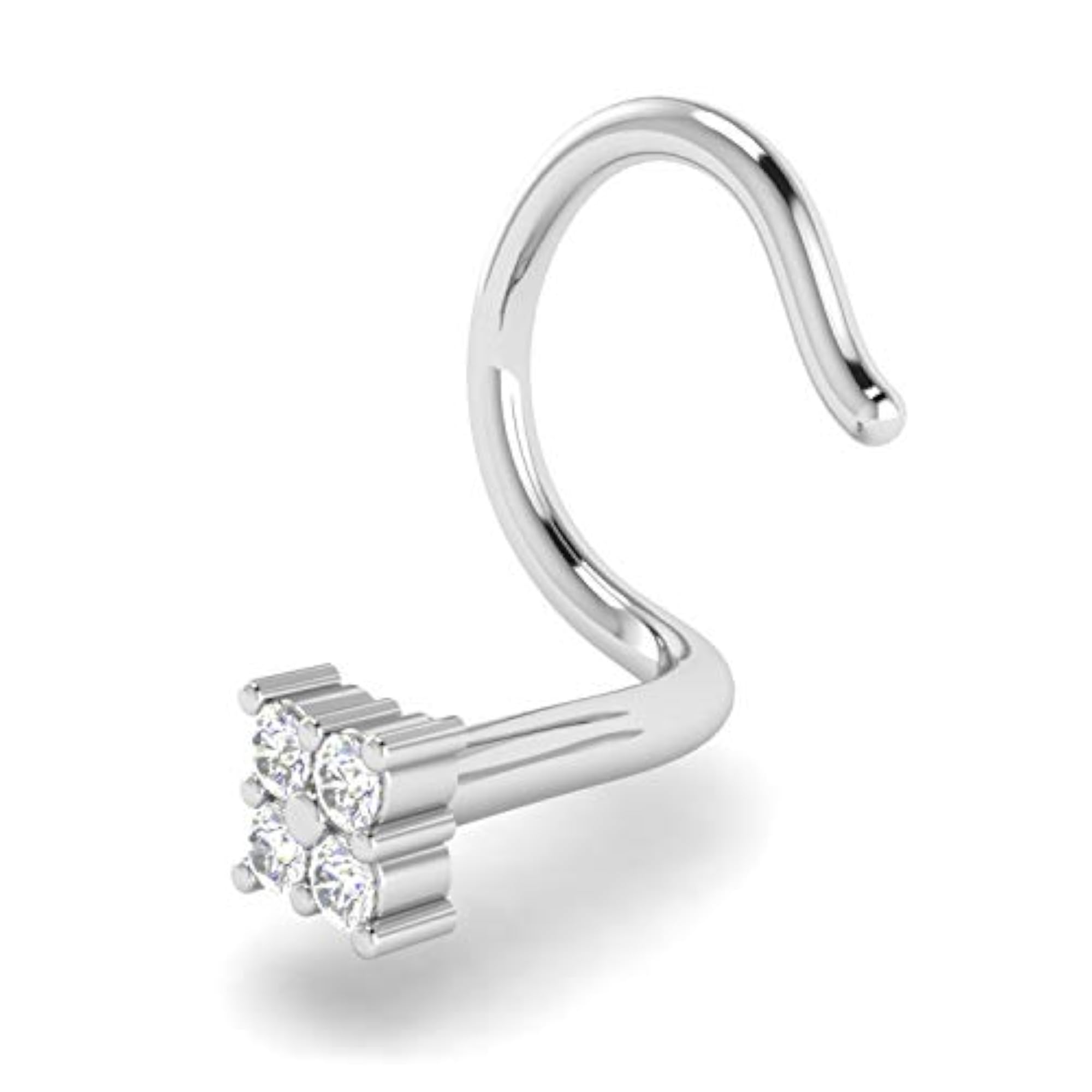 Women's 18KT White Gold and Diamond Nose Ring, Elegant