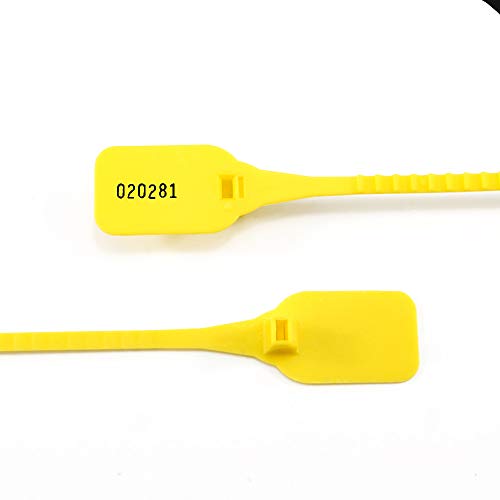 Security Plastic Tag Secure Anti-Tamper Seals Numbered Pull Ties Safety Label for Luggage Parcel Customs (100pcsX Yellow)