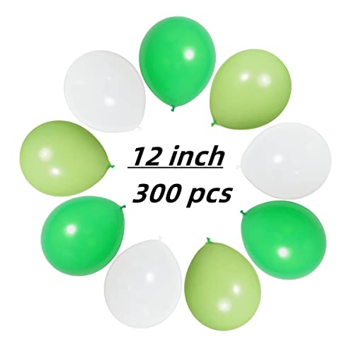 Image of 300 Pack Green and White Balloons 100 of each of the 3 colors 12 inch Green White Light Green Latex Party Balloon Bulk for Various Party Events Decorations