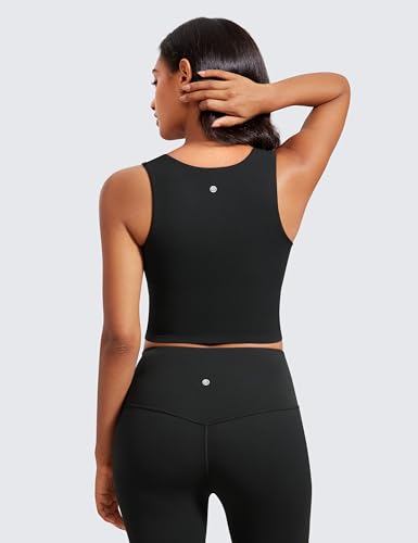 CRZ YOGA Butterluxe Womens Longline Square Neck Sports Bras - Basic Crop Tank Yoga Workout Tops with Built in Pads2