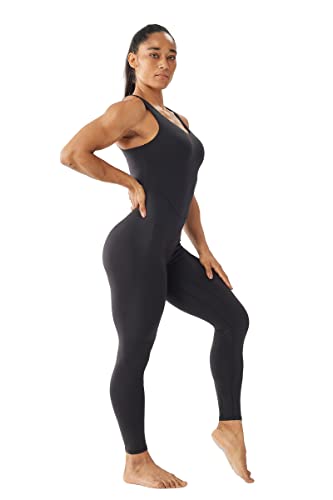 Image of LOVESOFT Workout Jumpsuits for Women Sleevesless Bodycon Backless Unitard