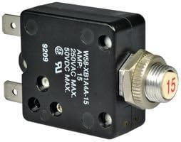 Zeelec TE Connectivity W58-XB1A4A-1 Circuit Breaker; Therm; Push; Cur-Rtg 1A; Panel; 1 Pole; Vol-Rtg 250/50VAC/VDC