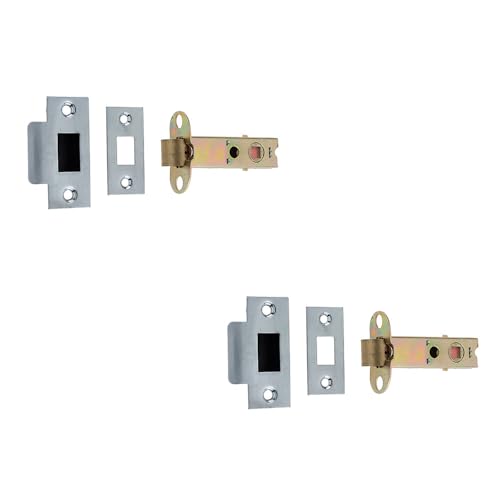 Image of 2 Pack Double Sprung Tubular Latches 150mm in Polished Brass and Satin Chrome Finish