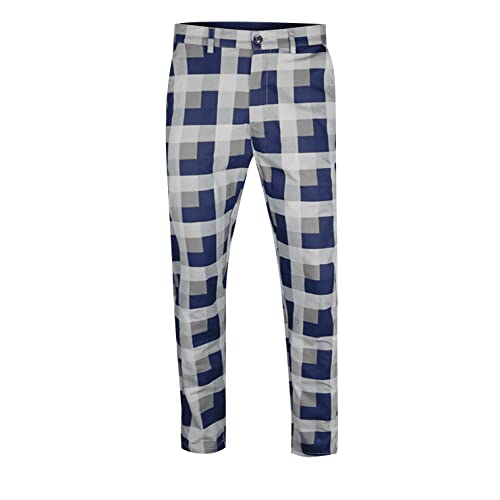 Ymosrh Khaki Cargo Pants for Men Fashion Stretch Dress Pants Slim Fit Plaid Pants Business Suit Casual Golf Work3