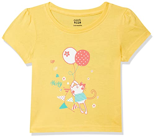 Image of miniklub Girls Yellow Printed Pure Cotton Top