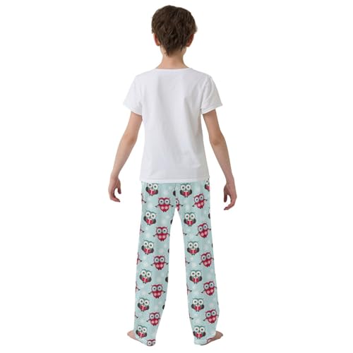 Winter Snow Owl Boys Long Pants Soft Trousers Elastic Waist Kids Lounge Bottoms with Pockets S-XL3