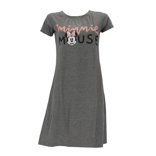 The Peanuts Snoopy Pyjama Minnie Mouse pour femme - Manches courtes - Chemise de nuit - Haut et pantalon - Tenue de loisirs - Tailles S, M, L, XL, XXL, Chemise de nuit gris, M