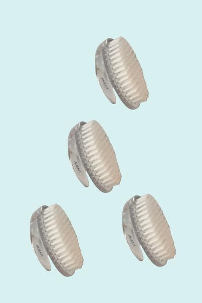 Fingernail Brushes for Cleaning Under Nails. Hygiene - Clear Plastic Nail scrubbing Cleaning Brush, Gentle Exfoliation, Durable, Hand & Foot Care, with a Handle for Easy Grip. Travel-Size .Pack of 4