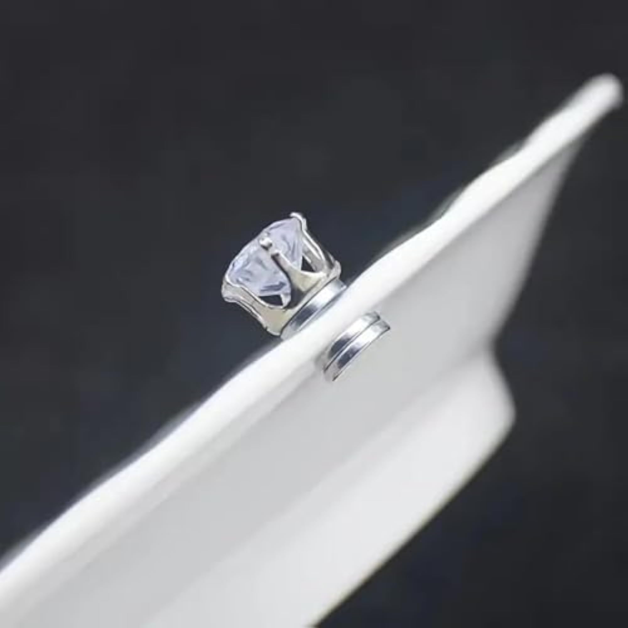 Stainless Steel Clip-On Earrings Set, Synthetic Zirconia Studs