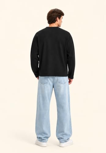 ARKLOY Men's Black Waffle Knit Henley T-Shirt - Image 5