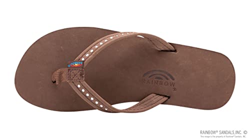 Rainbow Sandals Kid's Single Layer Premier Leather W/Narrow Crystal Strap, Expresso, Kid's 4-5 B(M) Us #TOP2