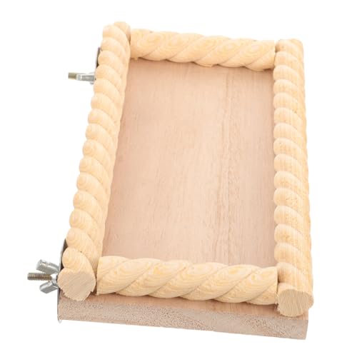 JUMPLAWN 鳥止まり木スタンド 木製プラットフォーム ハムスター用遊び場 ペットバードトイ 多機能バランス訓練台 小型動物用 素材