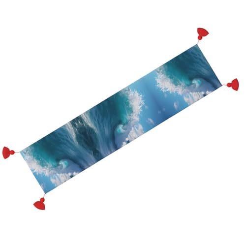 Chemin de table vagues de mer avec textile premium imprimé - 3