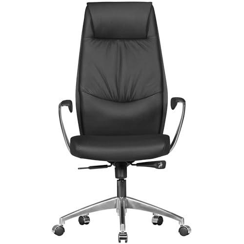 Bürostuhl aus Echtleder von FineBuy mit Synchronmechanik und 120 kg Tragfähigkeit