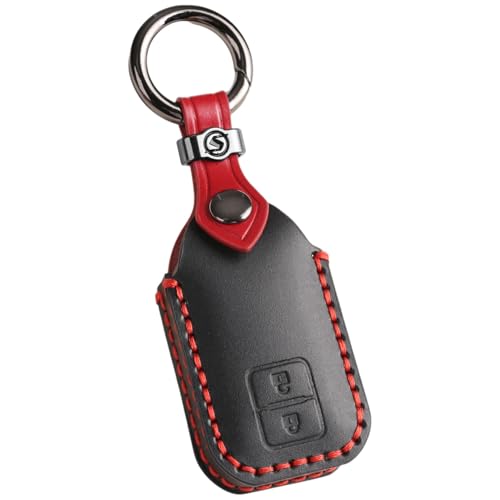 【smasol】スズキ キーカバー ジムニーノドマ JC74W フロンクス 新型ジムニー 64系 スペーシアカスタム キーケース クロスビー ソリオ 本革 スマートキーケース カスタム パーツ ドレスアップ (本革、黒 / 2ボタン)