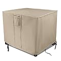 Saking Fire Pit Cover 30 Inch, Waterproof Heavy Duty 600D Square Firepit Covers Gas Fireplace Fire Pit Table Cover for Propane Fire Pit - 30 x 30 x 25 Inch (Beige)