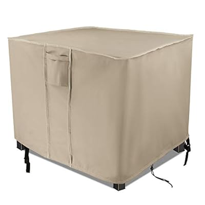 Saking Fire Pit Cover 30 Inch, Waterproof Heavy Duty 600D Square Firepit Covers Gas Fireplace Fire Pit Table Cover for Propane Fire Pit - 30 x 30 x 25 Inch (Beige)