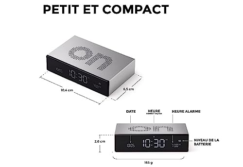 Lexon Flip Premium Digital Alarm Clock - Rechargeable Desk Clock With On/Off Faces - Snooze Function, Pure Va Lcd Display, Touch & Sound Sensor, Aluminum - Gold #TOP1