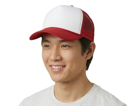 Image of NYFASHION101 Plain Mesh Trucker Hat - Breathable 6-Panel Daily Snapback Cap, Customizable Ideal for DIY Embroidery & Patches