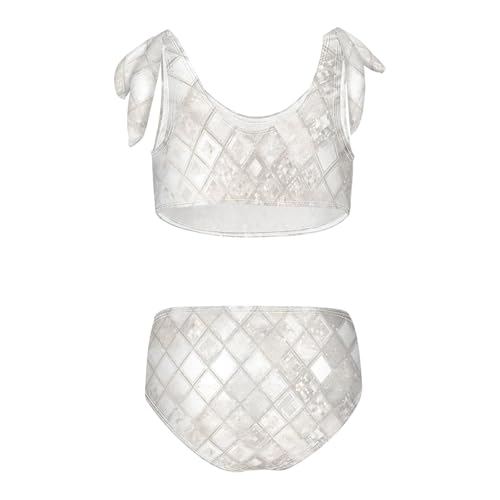 Silver Glitter Pattern Shiny Sparkles Girls' 2 Piece Kids Bikini Set Scoop Neck Bathing Suit Swimwear Cute Shoulder2