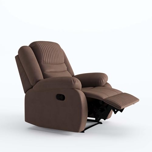 Image of Amazon Brand - Solimo Restora | Single Seater Sofa Recliner | Manual Recliner (Velvet Brown)