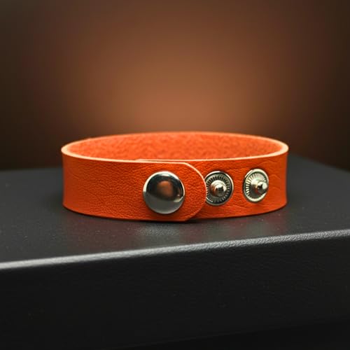 Image of THE MEN THING BLAZEFIT STRAP - 18mm Genuine Leather Bracelet with Stainless Steel Stud Button Closure for Men & Boys (6.6 /7.1 /7.6 inch)