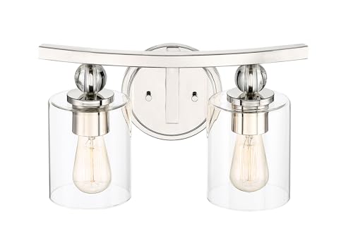 Image of Minka Lavery 3072-613 Studio 5 Vanity Bath Light, 2-Light, 120 Total Watts, 15.5-in H x 9-in W, Polished Nickel