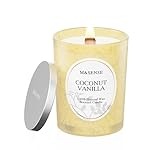 M&SENSE Coconut Vanilla Candle, Wooden Wick Scented Candle Gifts for Women, 100 Hours Slow Burning Natural Soy Candles 18oz, Stress Relief Aromatherapy Candles Home Decor, Gifts for Her Him