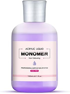 BNG Acrylic Liquid Monomer For Acrylic Nails-150ml Professional Acrylic Monomer For Acrylic Powder Nail Art Extension, Non-Yellowing Formula, MMA Free, Purple