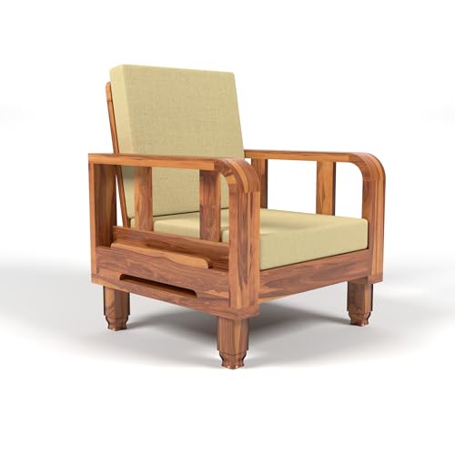 Image of Solid Sheesham Wood Single Seater Sofa - Perfect Sofa Chair for Your Elegant Living Room (Design 17)