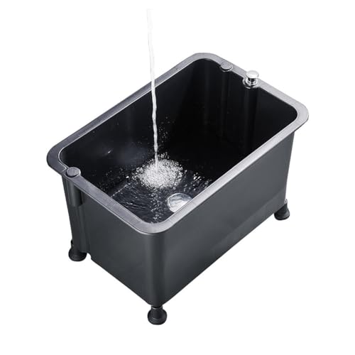 Slop Sinks,Floor Type Deepening Mop Sink, Plastic Utility Sink Laundry Tub, Large Capacity Mobile Free Standing Wash for Home Bathroom Balcony (Color : Black, Size : 60x39x38cm)