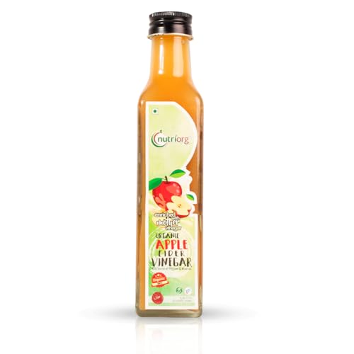 Nutriorg Organic Apple Cider Vinegar 250ml |Organic Himalayan Apples | Mother of Vinegar with Probiotics | Unfiltered & Unpasteurized | For Weight Management, Reduced Bloating, Healthy Skin & Hair