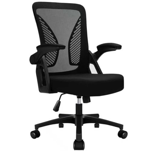 Milacyee Chaise de Bureau Ergonomique, Accoudoirs Rabattables 90°, Support Lombaire, Maille Respirante, 120° Inclinaison(Ne Peut Pas être verrouillé),...