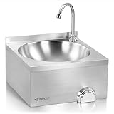 Mahlzeit Lavabo de mano de acero inoxidable con accionamiento por rodilla, fregadero de acero inoxidable