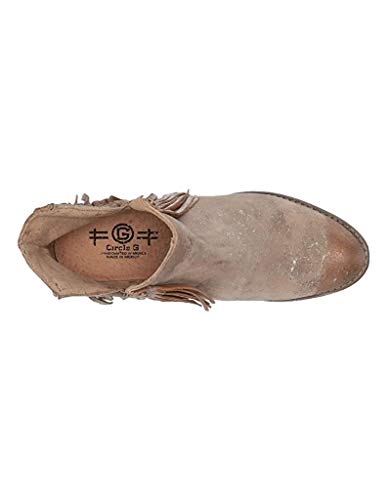 Corral Boots Women's Ld Brown Studs & Fringes Bootie Round Toe Boots Ankle, 7.54