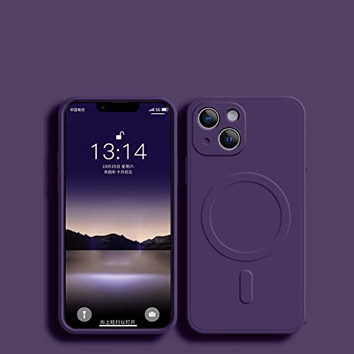 Coque carrée iPhone 14 13 violet foncé pour une charge sans fil fluide au bureau