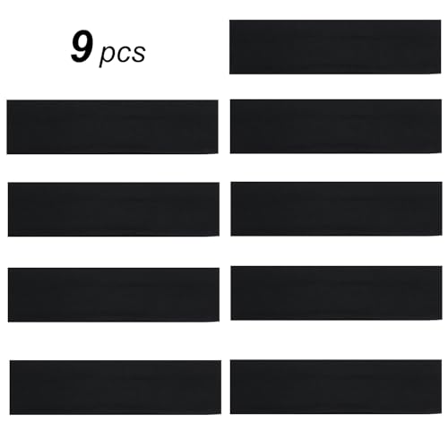 Image of 9Pcs Headbands for women Non Slip Headband, Soft Elastic Hair Bands for Women's Hair, Fashion Cotton Cloth Stretchy Sweat Bands Headbands for Sports, Makeup, Gym, Running, Yoga, Workout (Black)