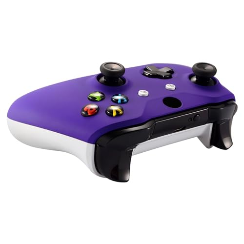 Image of eXtremeRate Soft Touch Purple Faceplate Cover, Front Housing Shell,Soft Grip Back Panels for Xbox One X & One S Controller Model 1708