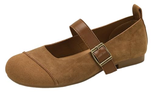 Womens Ballet Mary Jane Flats with Ankle Strap Comfortable Slip On Dress Shoes for Work Office Casual 2025 Fall