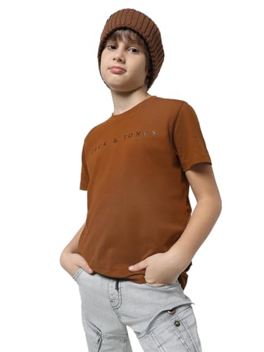 Image of JACK & JONES Boys Cotton Solid Regular Fit T-Shirt