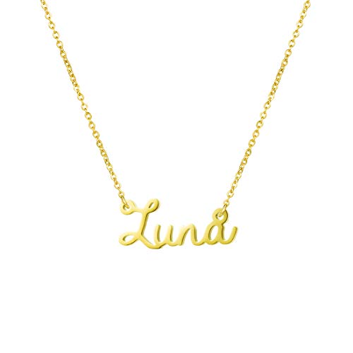 Name Necklace Big Initial Gold Plated Best Friend Jewelry Girls Women Gift for Her Luna