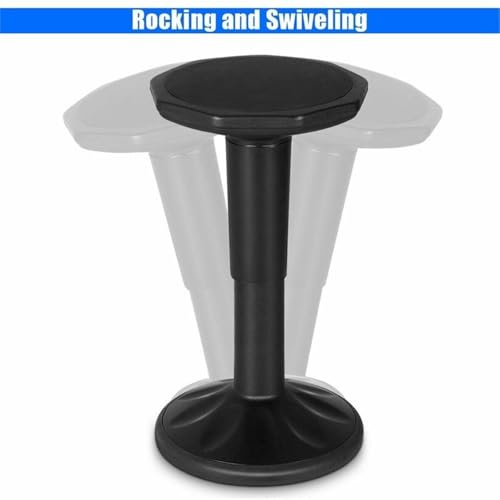 Image of Pemberly Row Adjustable Plastic Wobble Seating Stool, Black Finish, 13 inch L x 13 inch W x 16.5-23 inch H, Ergonomic Design, Lightweight Portable Stool for Home, Classroom, or Workspace